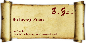 Belovay Zseni névjegykártya
